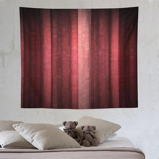 ZhiRain Red Striped Tapestry Wall Hanging Burgundy Marron Modern Vintage Abstract Mosaic Glass Texture And Dark Stripe Tapestries Home Decor for Living Room Bedroom Apartment Farmhouse 50"x60"