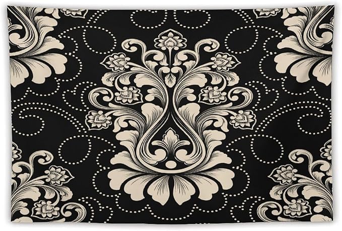 ZhiRain Damask Tapestry Wall Hanging Vintage Antique Baroque Classic Floral Elegant Chic Flower Tapestries Home Decor for Living Room Bedroom Farmhouse Apartment Dorm 60"x90"