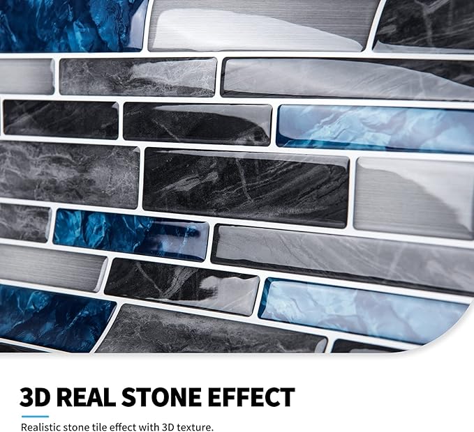 Art3d 10-Sheet Premium Self-Adhesive Kitchen Backsplash Tiles in Marble,30 * 30cm
