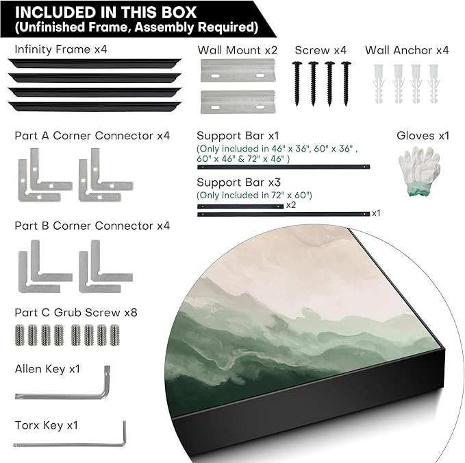46"x72" XL Framed Wall Art - Soothing Ocean Waves Minimalist (Frame Assembly Required)