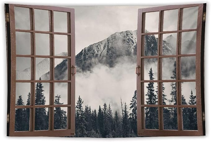 ZhiRain National Parks Landscape Tapestry Wall Hanging Canadian Smokey Mountain Cliff Outdoors Scenery Tapestries Home Decor for Living Room Bedroom Apartment Farmhouse Dorm 40"x60"