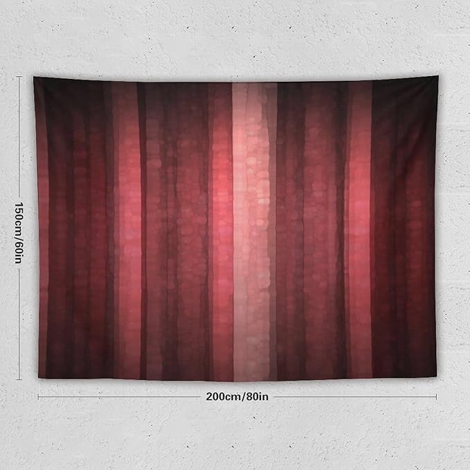 ZhiRain Red Striped Tapestry Wall Hanging Burgundy Marron Modern Vintage Abstract Mosaic Glass Texture And Dark Stripe Tapestries Home Decor for Living Room Bedroom Apartment Farmhouse 60"x80"