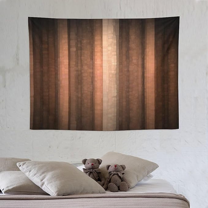 ZhiRain Brown Gradient Tapestry Wall Hanging Cool Glass Texture And Vintage Stripe Art Tapestries Home Decor for Living Room Bedroom Apartment Farmhouse Dorm 30"x40"