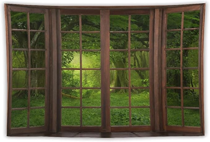 ZhiRain Landscape Forest Tapestry Wall Hanging Tropical Jungle Green Trees Foliage Woodland Nature Tapestries Home Decor for Living Room Bedroom Apartment Farmhouse Dorm 60"x90"