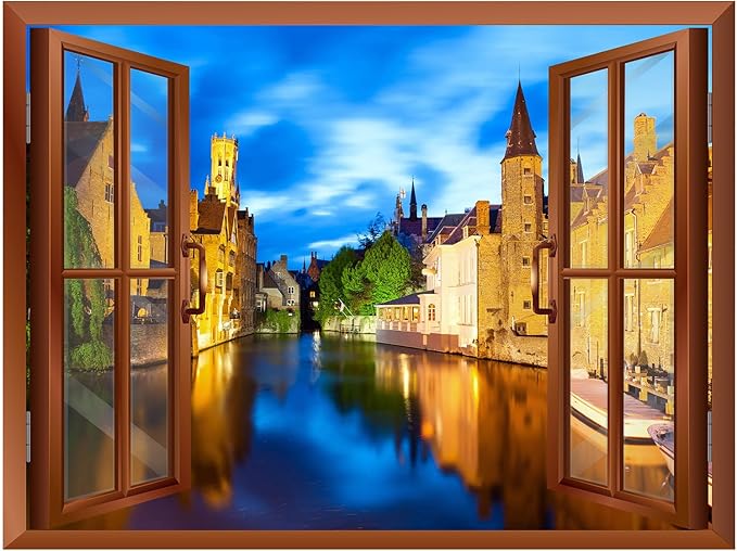 wall26 Beautiful Scenery Venice, Italy View from Inside a Window Removable Wall Sticker/Wall Mural - 24"x32"