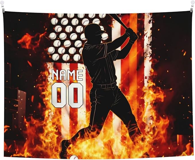 Zufygsni Personalized Sports Theme Wall Tapestry Custom Name With Number Decor For Bedroom Room And Dorm