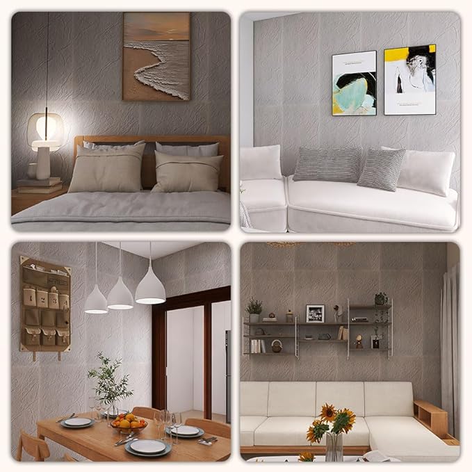 3D Wall Panels Faux Stone Wall Panel for Exterior/Interior Wall, MCM Walls Natural 4PCS 47.2"x23.6" / 30.94 sq ft (Rock Stone Gray)