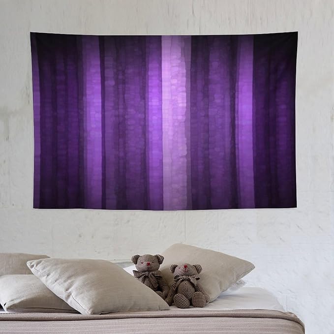 ZhiRain Purple Striped Tapestry Wall Hanging Abstract Mosaic Glass Texture And Dark Stripe Modern Neon Purple Art Tapestries Home Decor for Living Room Bedroom Apartment Farmhouse 40"x60"