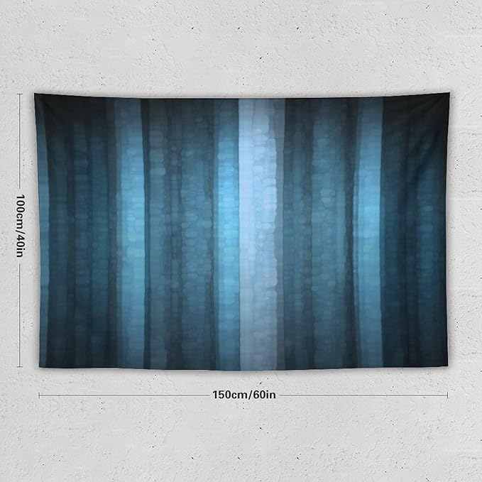 ZhiRain Blue Striped Tapestry Wall Hanging Modern Elegant Neon Blue Abstract Mosaic Glass Texture Dark Stripe Art Tapestries Home Decor for Living Room Bedroom Apartment Farmhouse 40"x60"