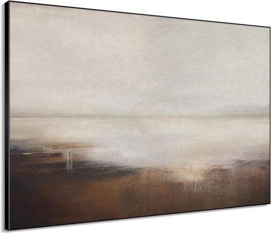 46"x60" XL Framed Wall Art - Decor Landscape Neutral Toned Horizon (Frame Assembly Required)