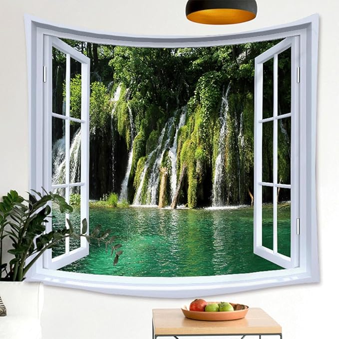 XIUYINHS Nature Forest Tapestry Scenery Wall Mountain Tree Tapestry,for Home Office Dorm Indoor and Outdoor Decoration Large Size 59" W x59 L GTCH(76)