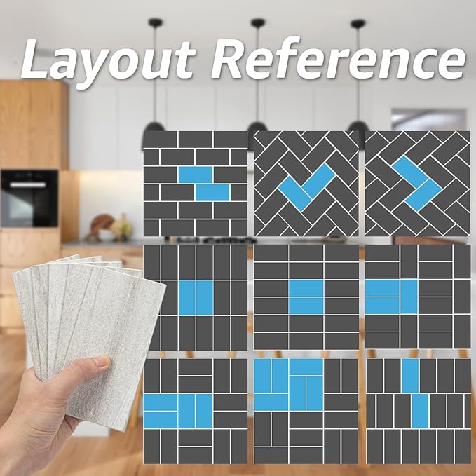 Art3d 102-Piece Faux Stone Peel and Stick Backsplash Tile, Waterproof Thick PVC Stick On Subway Wall Tile for Kitchen Bathroom Laundry Room Fireplace - 3" x 6" Biege Marble