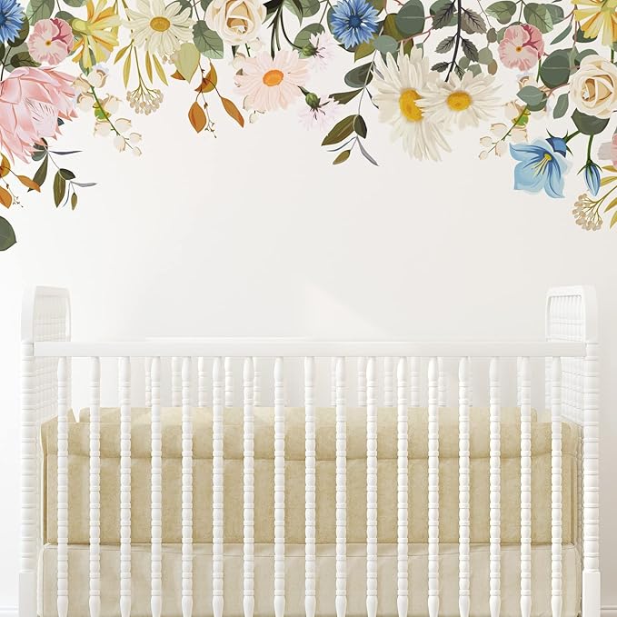 Zonon 6 Pcs Flowers Wall Decals Stickers Vinyl Removable Peel and Stick Colorful Dragonflies Floral Wall Murals Decor for Bedroom Living Room Nursery(Vintage)