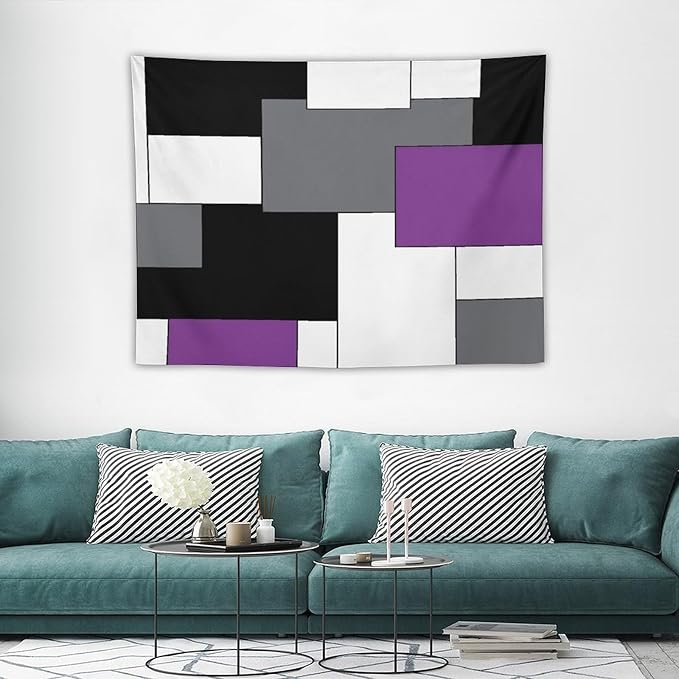 ZhiRain Black,Grey,Purple,White Tapestry Wall Hanging Geometry Pattern Digital Print Multicolor Tapestries Home Decor for Living Room Bedroom Farmhouse Apartment Dorm 30"x40"