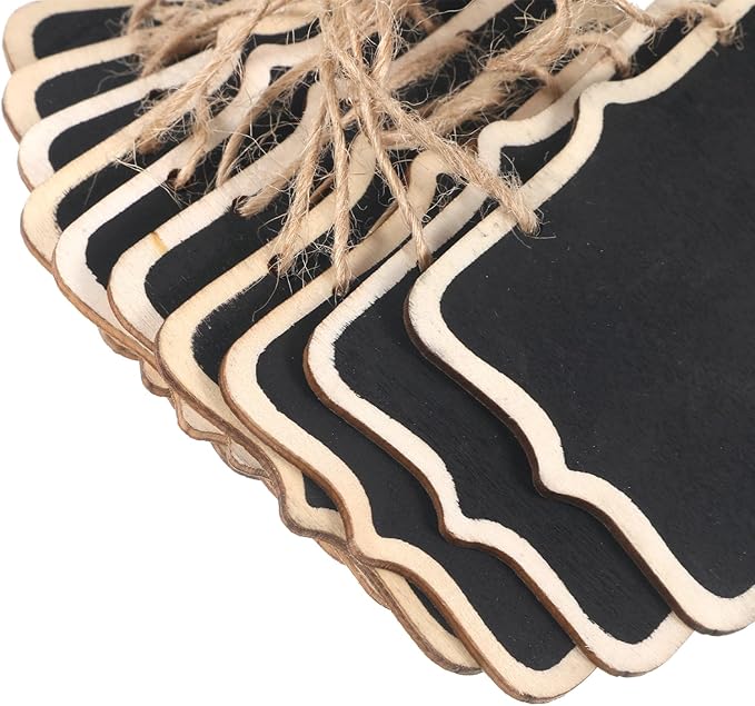 20 PCS Mini Chalkboard Signs, Reusable Hanging Chalkboard Sign, Wooden Double-Sided Blackboard with Hanging String, Small Chalk Board Sign for Wedding Birthday Parties, Party Buffet Food Name Tags