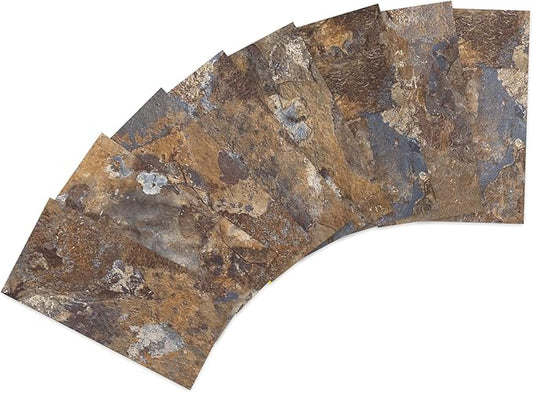 Yipscazo Peel and Stick backsplash 3 x 6 Inches 3D PVC Composite Wall Tile Stick on Backsplash Tile for Kitchen Bathroom, Laundry Room, Fireplace(Rust-Slate, 100 Pieces)