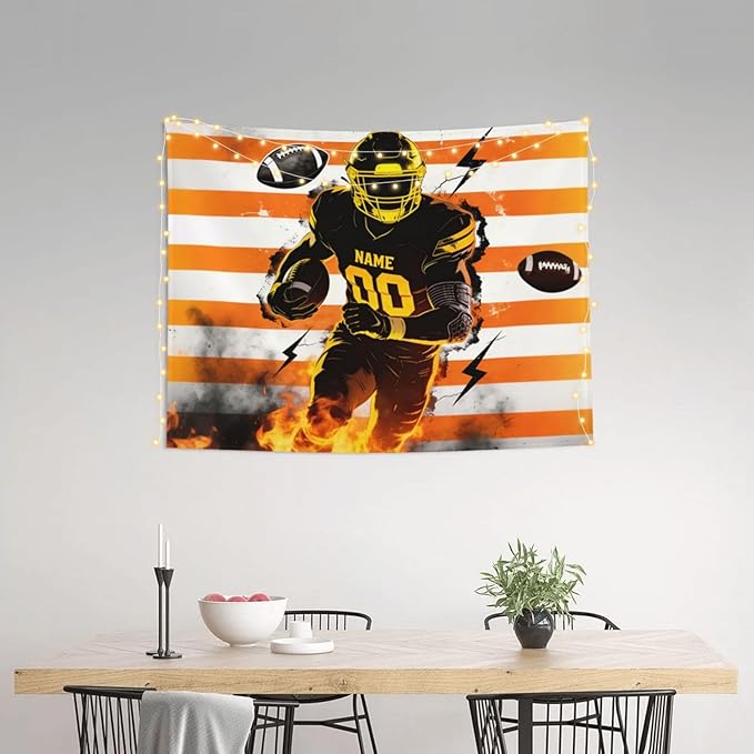 Zufygsni Personalized Sports Theme Wall Tapestry Custom Name With Number Decor For Bedroom Room And Dorm