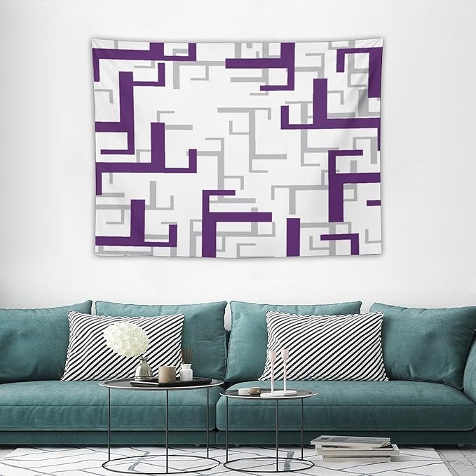 ZhiRain Purple And White Tapestry Wall Hanging Modern Geometric Spa Tapestries Home Decor for Living Room Bedroom Farmhouse Apartment Dorm 30"x40"