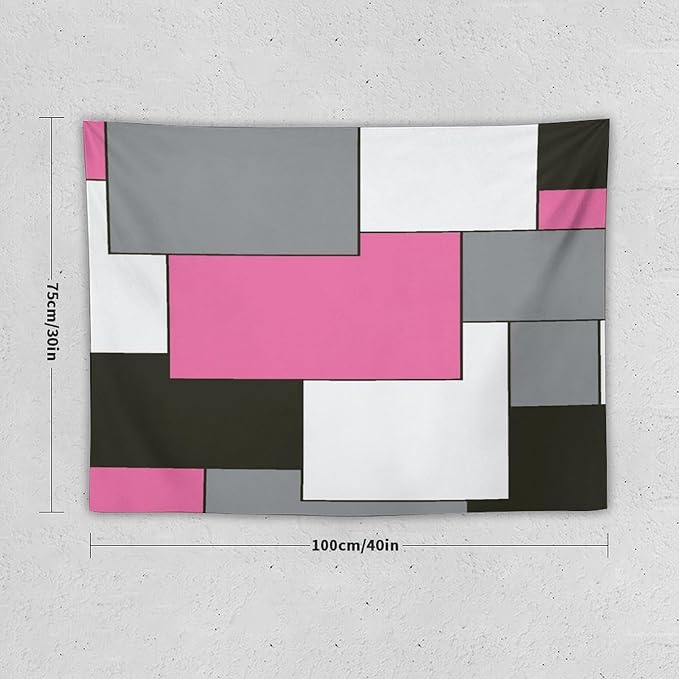 ZhiRain Modern Pink Tapestry Wall Hanging Pink And Gray Black Tapestries Home Decor for Living Room Bedroom Farmhouse Apartment Dorm 30"x40"