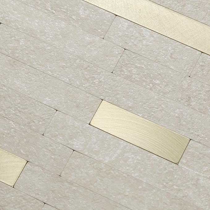 Yipscazo 2026 New Upgrade PVC Wall Tiles Stick on Tiles for Backsplash Kitchen, Bathroom, Laundry Room, Camper, Fireplace (40 Sheets, Beige Cave Stone)