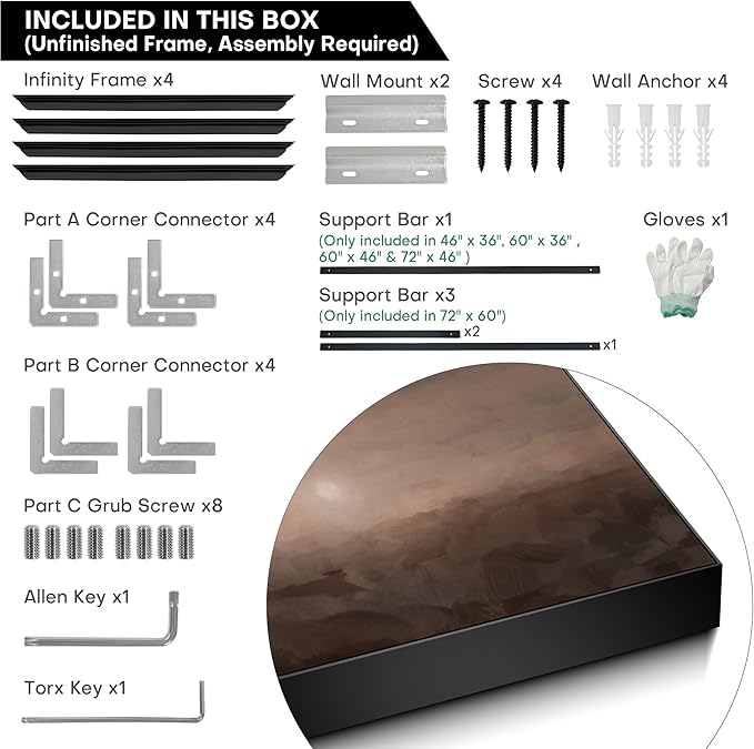 36"x60" XL Framed Wall Art - Decor Sunset Landscape Soft Brown Horizon (Frame Assembly Required)