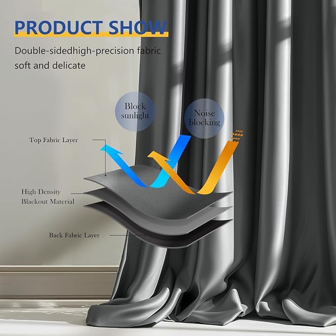 Cbsroro Room Divider Blackout Curtain Track Curtains Wall Dividers Panels Screen for Living Rooms Bedroom Office Privacy Partition Separation, W180 × L120 Inch,1 Panel, Grey