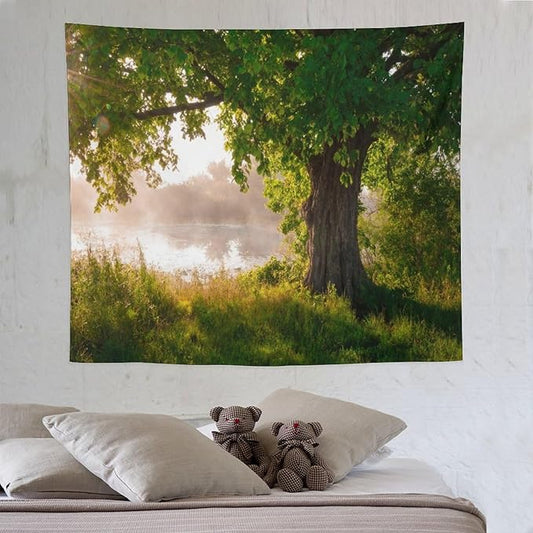 ZhiRain Tree Tapestry Wall Hanging Green Jungle Trees Nature Landscape Tapestries Home Decor for Living Room Bedroom Apartment Farmhouse Dorm 50"x60"
