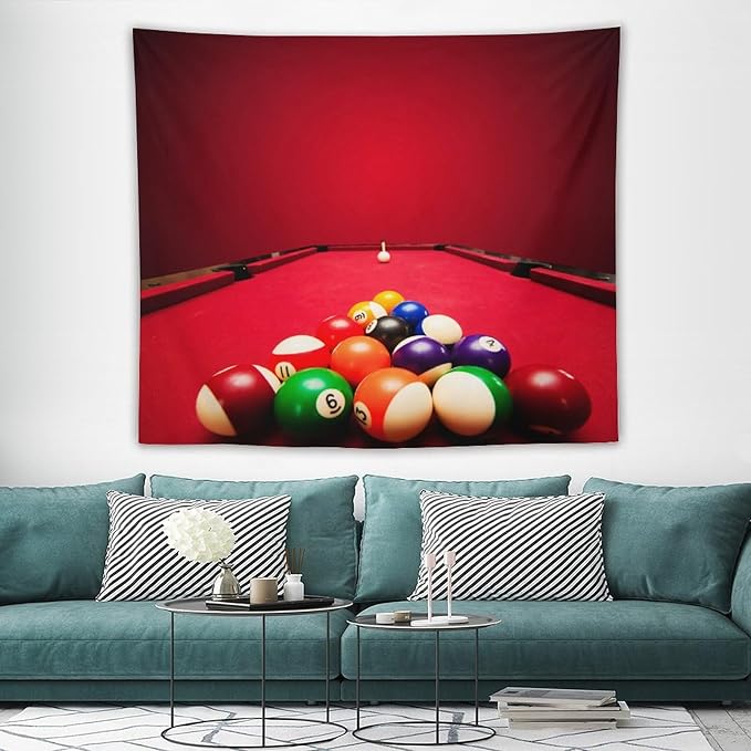ZhiRain Billiard Tapestry Wall Hanging Recreational Indoor Billiards Game Printed Tapestries Home Decor for Living Room Bedroom Farmhouse Apartment Dorm 50"x60"