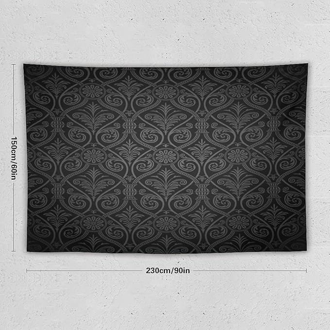 ZhiRain Damask Tapestry Wall Hanging Antique Baroque Pattern with Mild Ombre Shade Gothic Victorian Style Tapestries Home Decor for Living Room Bedroom Farmhouse Apartment Dorm 60"x90"