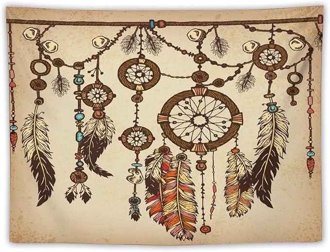 ZhiRain Retro Rustic Dream Catcher Tapestry Wall Hanging Boho Native Dreamcatcher Hippie Feather Tapestries Home Decor for Living Room Bedroom Apartment Farmhouse Dorm 30"x40"