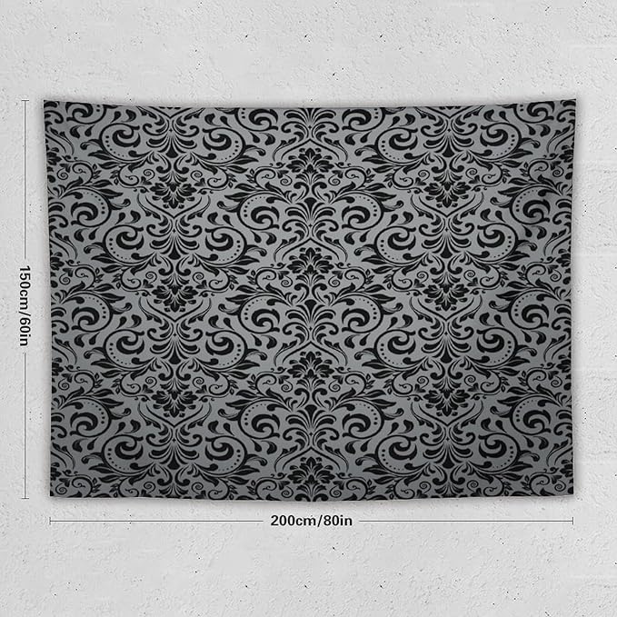 ZhiRain Damask Floral Tapestry Wall Hanging Vintage Classic Flower Pattern Tapestries Home Decor for Living Room Bedroom Farmhouse Apartment Dorm 60"x80"