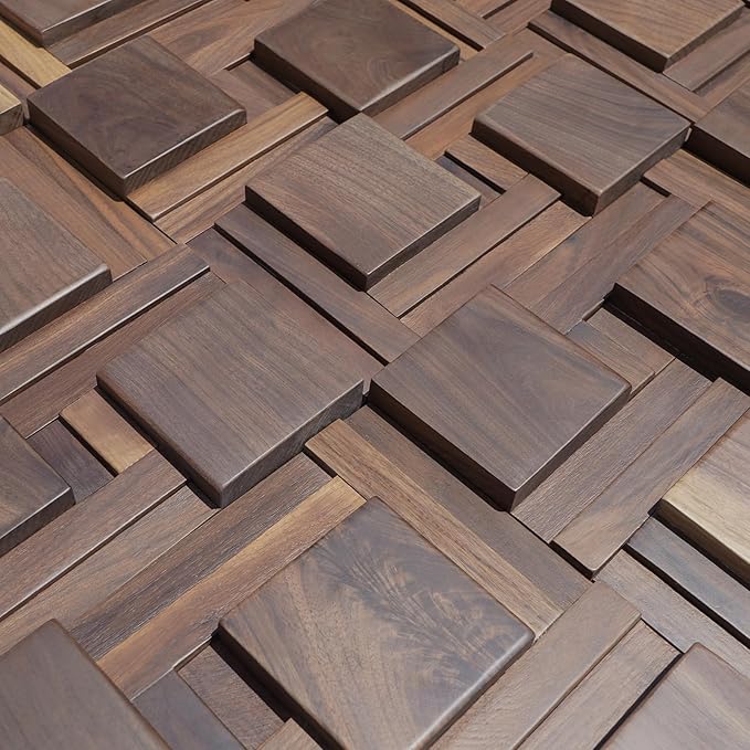 3D Black Walnut Solid Wood Wall Panel Decoration. Interior Wood Grain Decoration. Natural Wood Color. Textures for Interior Design.(1 Pack=11 Pics) Covers 10.66 Sq Ft.