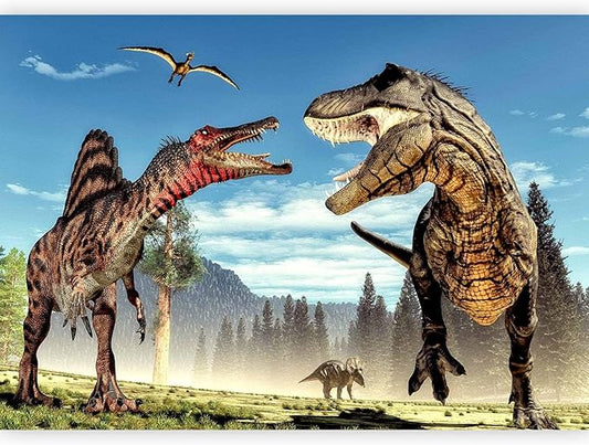 artgeist Wall Mural 3D Effect 116x83 in - Peel and Stick Self-Adhesive Wallpaper Removable Large Sticker Foil Wall Decor Print Picture Image Design - Dinosaurs City g-B-0085-a-a