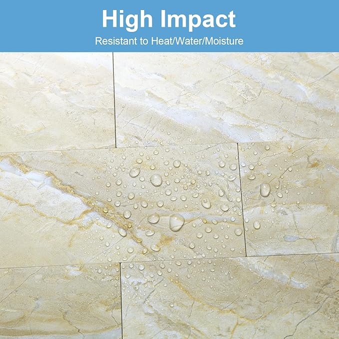 20-Pack Peel and Stick Tile Backsplash 12"X12" PVC Wall Tiles, Stick on Backsplash for Kitchen, Bathroom Tile, Fireplace Décor, Laundry Table, Stair Decals in Vintage Polished Beige