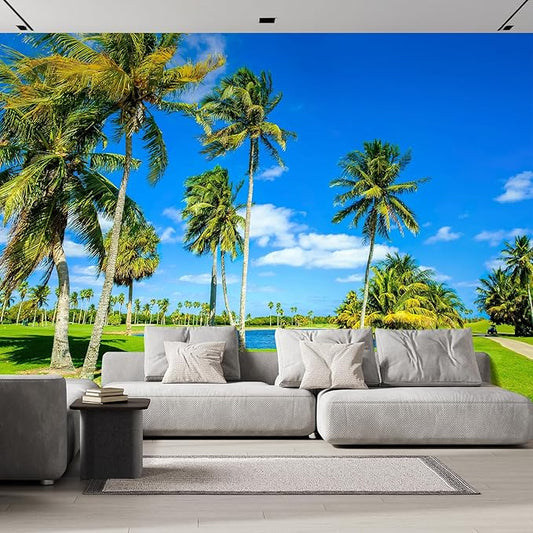 wall26 Beautiful Golf Course Landscape in Miami. Removable Wall Mural | Self-Adhesive Large Wallpaper - 96x144 inches