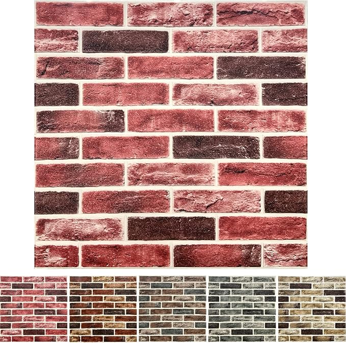 20-Pack 104 Sq.Ft 3D Wall Panels Peel and Stick 3D Faux Brick Wallpaper Peel and Stick Pink Brown Faux Stone Wall Panel Foam Brick Self-Adhesive 3D Wallpaper