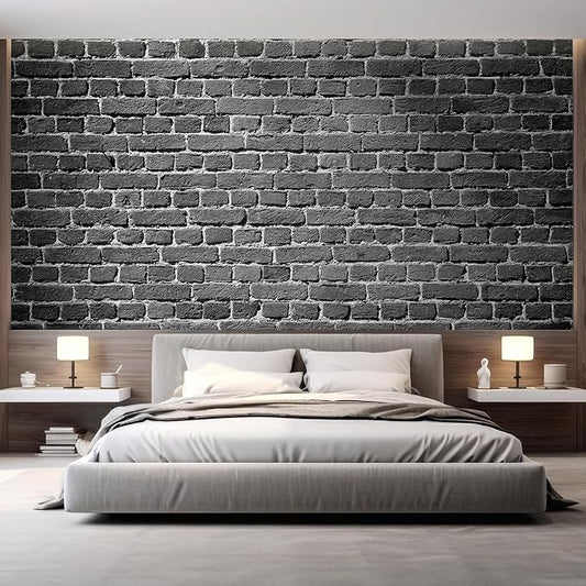 wall26 Wall Sticker/Wall Mural Old Dark Brick Wall Texture Background, Not Peel and Stick, Non-Woven Wallpaper Decorative for Bedroom, Living Room, Office - 48x72 inches