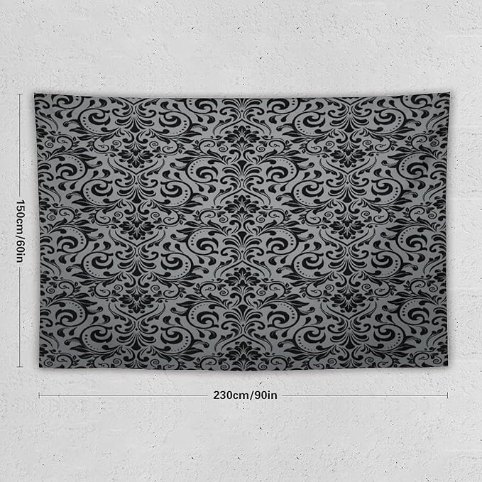 ZhiRain Damask Floral Tapestry Wall Hanging Vintage Classic Flower Pattern Tapestries Home Decor for Living Room Bedroom Farmhouse Apartment Dorm 60"x90"