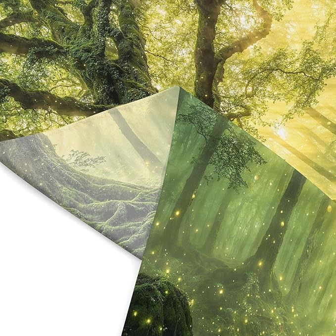 Zussun Green Tree of Life Tapestry Fantasy Fairy Forest Wall Tapestry for Bedroom Aesthetic Nature Misty Woodland Large Tapestries Wall Hanging for Dorm Living Room Decor 80 x 60 Inch