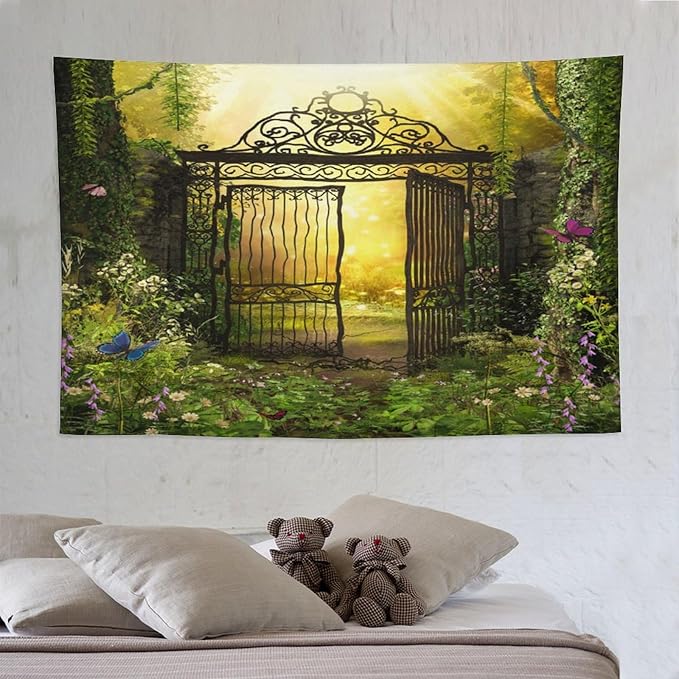 ZhiRain Fantasy Tapestry Wall Hanging Gothic Gate Fantasy Forest Magic Dreamland Fairy Landscape Pattern Tapestries Home Decor for Living Room Bedroom Apartment Farmhouse Dorm 60"x90"