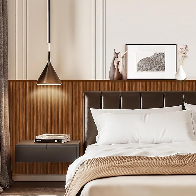 18Pack WPC Wainscoting Panels, 48.2 x 6.2 Inches 3D Accent Wall Panels for Interior Wall Decor, Fluted Wood Paneling for Living Room, TV Background, Office, Bedroom (Teak)