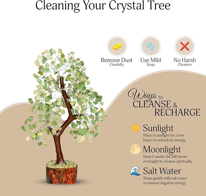 YATSKIA Green Jade Crystal Tree of Life - Crystals and Stones - Gemstone Tree - Crystals Decor - Feng Shui Decor - Crystal Gifts for Women