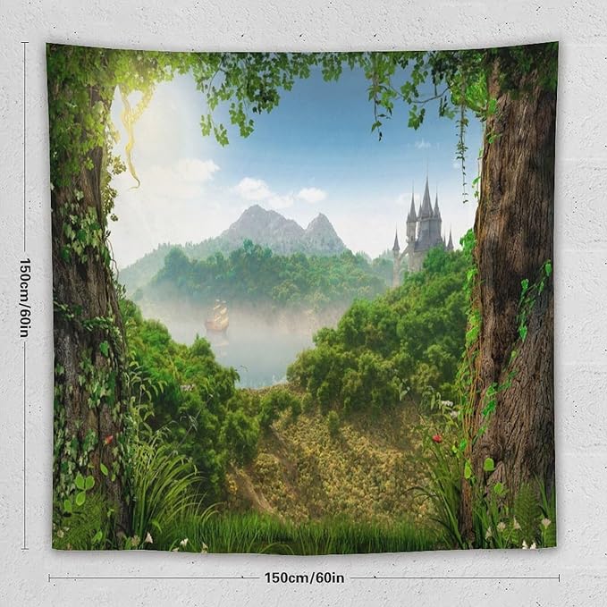 ZhiRain Fantasy Forest Tapestry Wall Hanging Beautiful Enchanting Fairy Tale Woodland Tapestries Home Decor for Living Room Bedroom Farmhouse Apartment Dorm 60"x60"