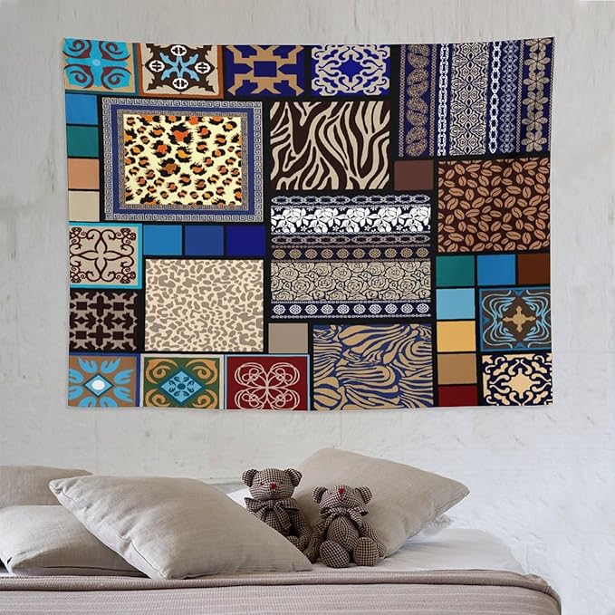 ZhiRain Boho Style Tapestry Wall Hanging Bohemian Ethnic Pattern Floral And Animal Skin Print Tapestries Home Decor for Living Room Bedroom Apartment Farmhouse Dorm 60"x80"