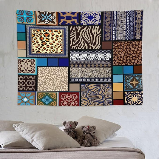 ZhiRain Boho Style Tapestry Wall Hanging Bohemian Ethnic Pattern Floral And Animal Skin Print Tapestries Home Decor for Living Room Bedroom Apartment Farmhouse Dorm 60"x80"