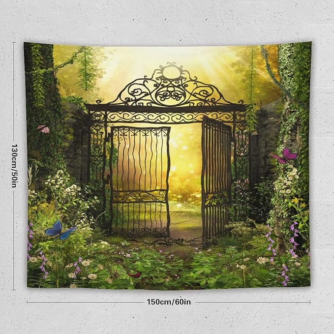 ZhiRain Fantasy Tapestry Wall Hanging Gothic Gate Fantasy Forest Magic Dreamland Fairy Landscape Pattern Tapestries Home Decor for Living Room Bedroom Apartment Farmhouse Dorm 50"x60"