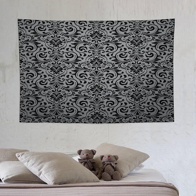 ZhiRain Damask Floral Tapestry Wall Hanging Vintage Classic Flower Pattern Tapestries Home Decor for Living Room Bedroom Farmhouse Apartment Dorm 40"x60"