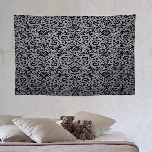 ZhiRain Damask Floral Tapestry Wall Hanging Vintage Classic Flower Pattern Tapestries Home Decor for Living Room Bedroom Farmhouse Apartment Dorm 40"x60"