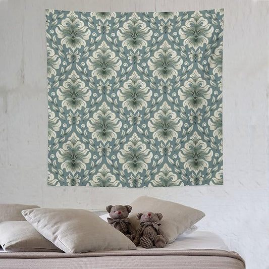ZhiRain Retro Damask Tapestry Wall Hanging Gothic Vintage Baroque Classic Pattern Tapestries Home Decor for Living Room Bedroom Farmhouse Apartment Dorm 60"x60"
