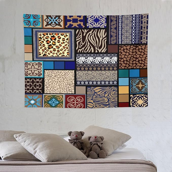 ZhiRain Boho Style Tapestry Wall Hanging Bohemian Ethnic Pattern Floral And Animal Skin Print Tapestries Home Decor for Living Room Bedroom Apartment Farmhouse Dorm 30"x40"